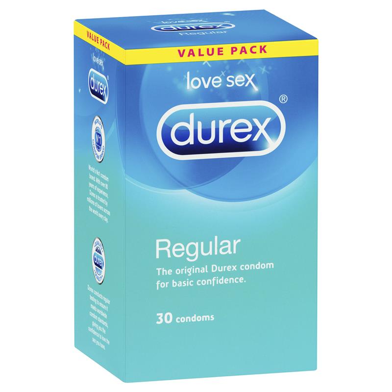 Durex Regular Condoms with Lubricant - 30 Value Pack